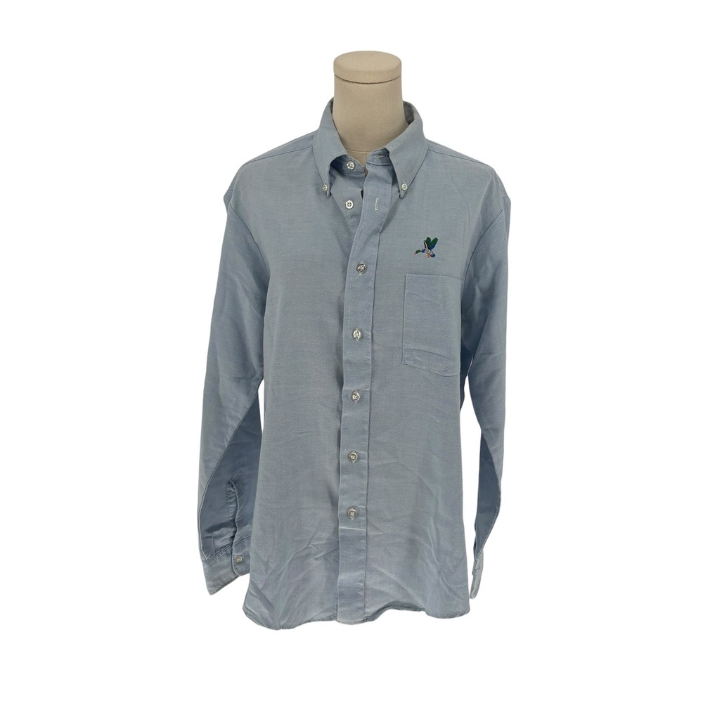 Vintage Career Club The Duck Collection Shirt Blue Embroidered Mallard Large